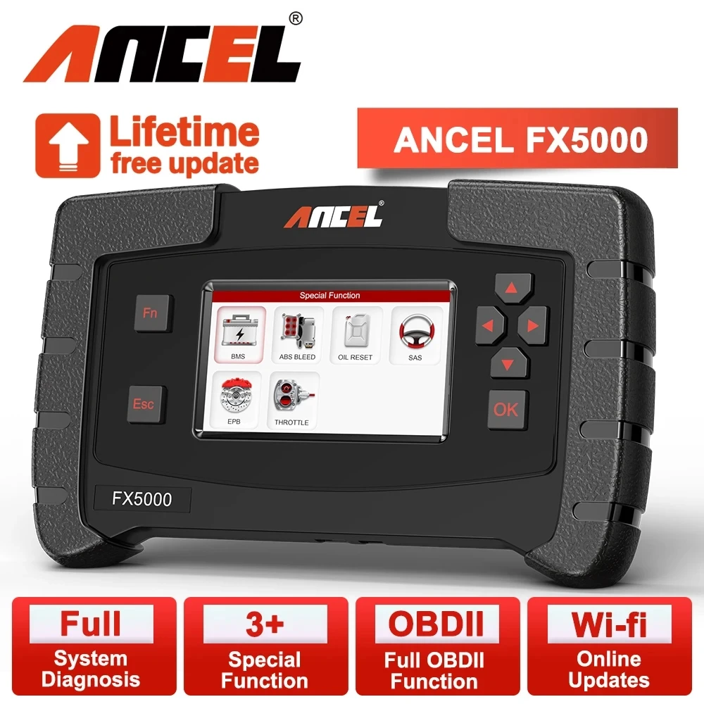 

Автомобильный сканер ANCEL FX5000 OBD2, устройство для диагностики автомобиля, с системой считывания кодов