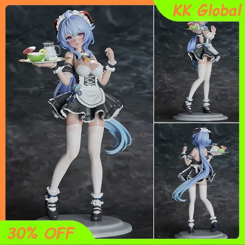 22cm Genshin Impact Game Figure Ganyu The Maid Outfit Beautiful Girl Statue Action Figure Collect Ornaments PVC Kawaii Gift Toys