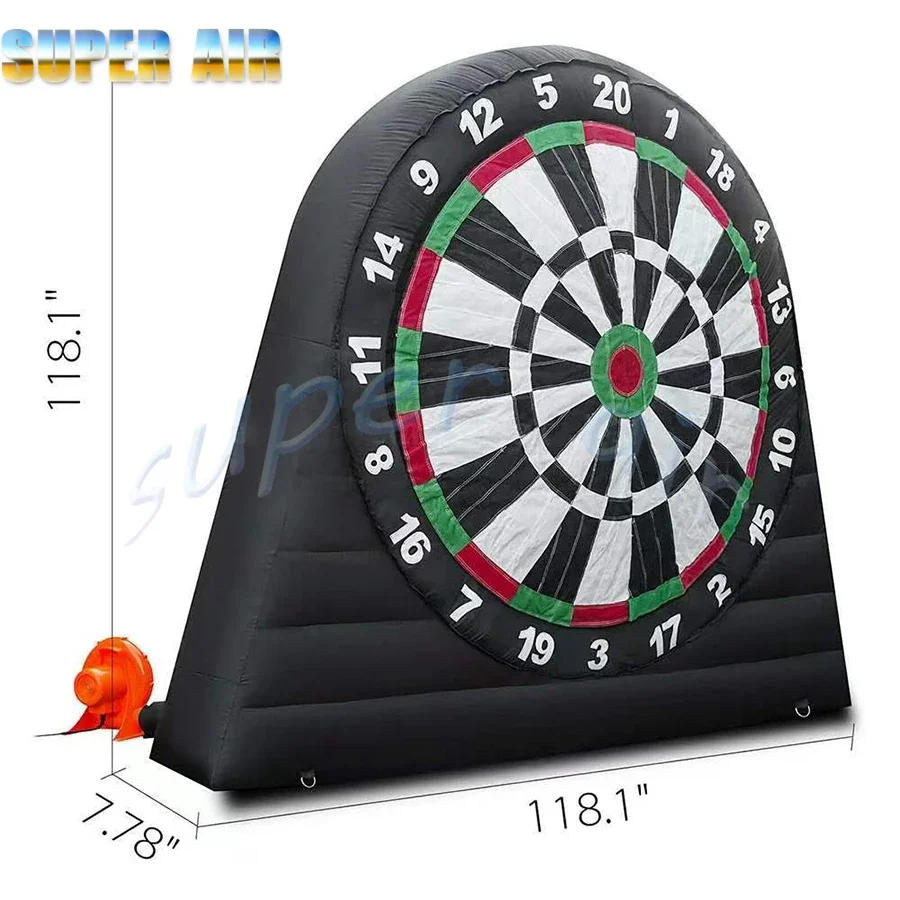 Popular childrend liked inflatable football dart board model with air fan for kids play