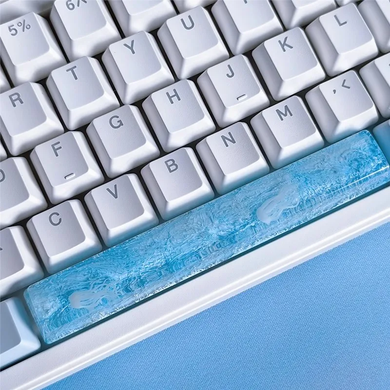 Blue Jellyfish Keycap Custom OEM 6.25u Spacebar Point Keycaps Resin ESC Anime Artisan Key Cap Mechanical Keyboard Game Accessory