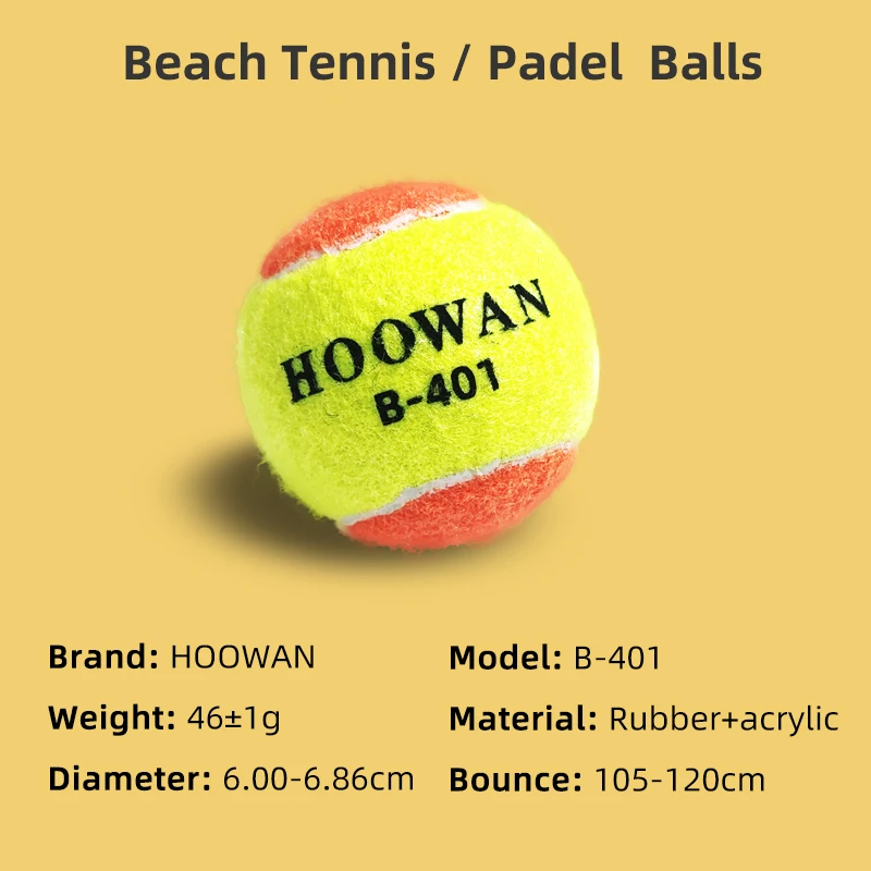 HOOWAN Beach Tennis Ball 1 Unit B-401 Training Ball 50% Pressure Padel Ball Strictly Meet Competition Standards