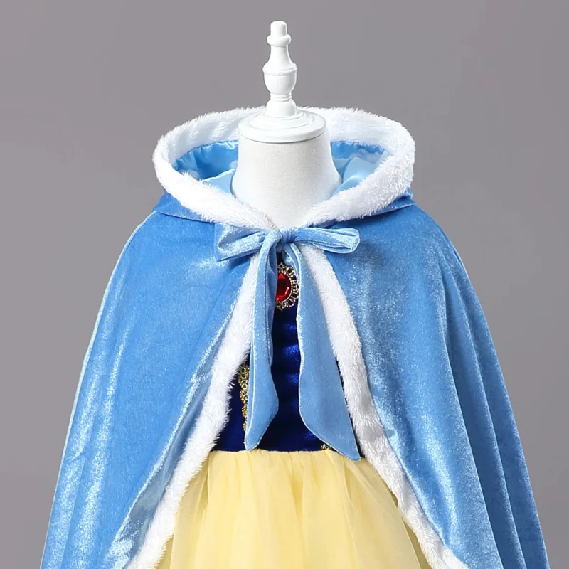 Cape princesse Everak en velours pour filles, vêtements de dessin animé pour enfants, châle à capuche pour enfants, Elsa, Plus, bleu, hiver, 2024