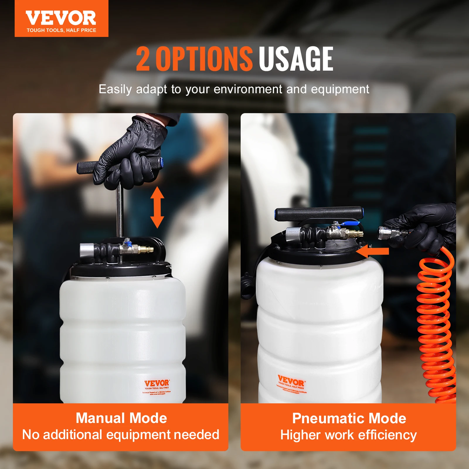 VEVOR 6.5L/15L Pneumatic/Manual Fluid Extractor with Suction Hose Oil Changer Pump for Automotive Fluids Vacuum Evacuation