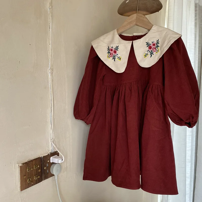 Girls' Dress Embroidered Doll Collar Countryside Style Dress Princess Dress 2026 Spring and Autumn New Children's Clothing