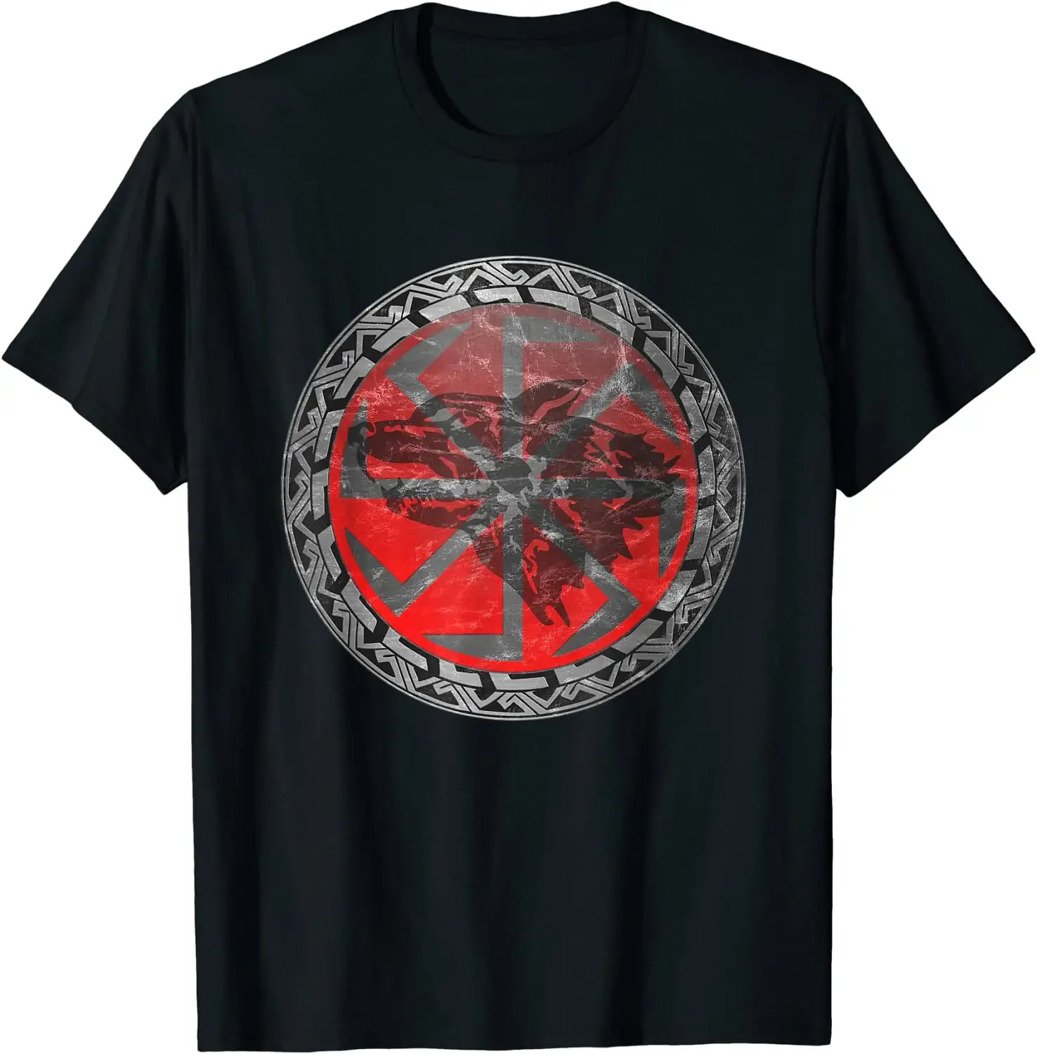 

Slavic Myth Kolovrat Symbol Nordic Wolf Celtic Rune T-Shirt 100% Cotton O-Neck Short Sleeve Summer Casual Mens T-shirt