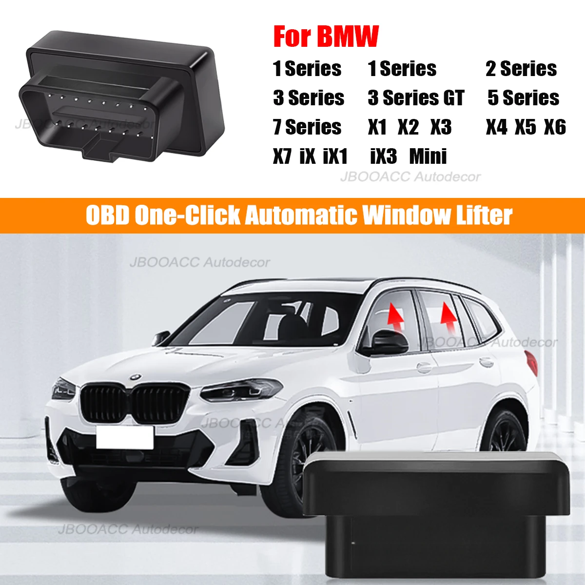 Car Window Lifter OBD For BMW 1/2/3/3GT/5/7 Series X1/X2/X3/X4/X5/X6 /X7/iX/iX1/iX3 Mini One-Click Modified Plug and Play