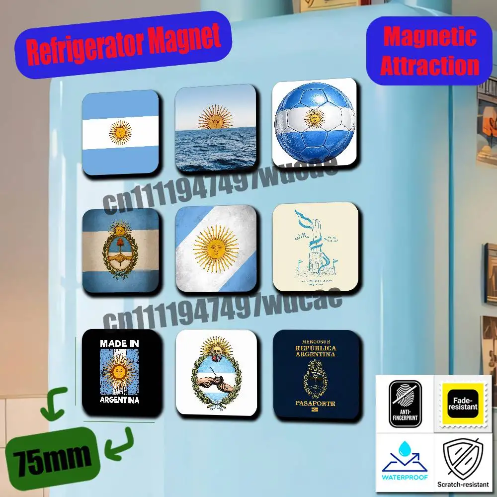 For Argentina Passport Flag Logo Fridge Magnets Freezer Metal Cabinet Custom Refrigerator Magnetic Card Case