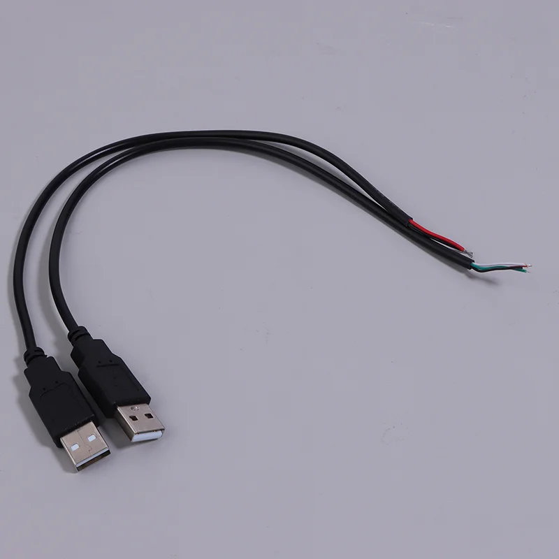 전원 공급 케이블 2 핀 USB 2.0 A 암수 4 핀 와이어 잭 충전기 충전 코드 익스텐션 커넥터, DIY 5V 라인, 30cm 1PC