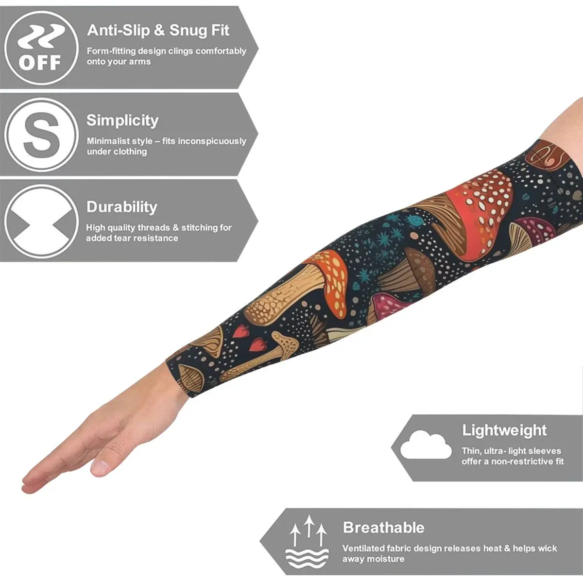 مخدر ماجيك الفطر طباعة الحمم أكمام أذرع تبريد الرجال النساء الشمس الأشعة فوق البنفسجية حماية الوشم التستر الرياضة التبريد ركوب الدراجات