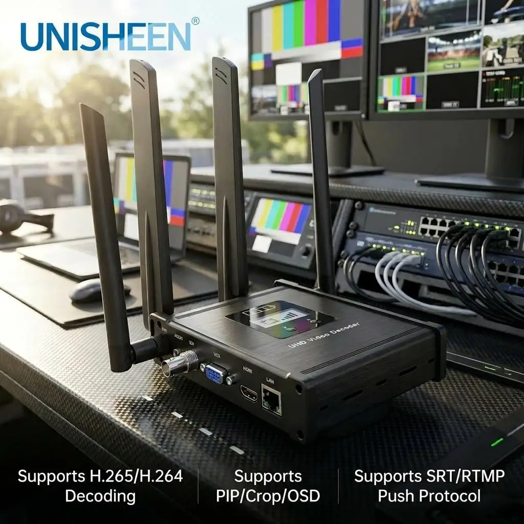 Unisheen JM3580G-CS Stable 4-Channel 4G LTE H.264 H.265 4K UHD HDMI SDI VGA Video Decoder Supports PIP