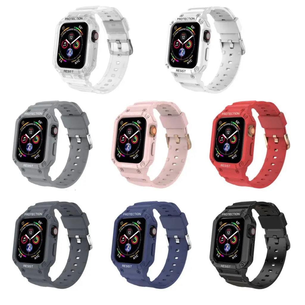 Pulseira de silicone de borracha para Apple Watch, 44mm, 40mm, 45mm, 41mm, 38mm, 42mm, iwatch série 3, 4, 6 SE, 7, 8