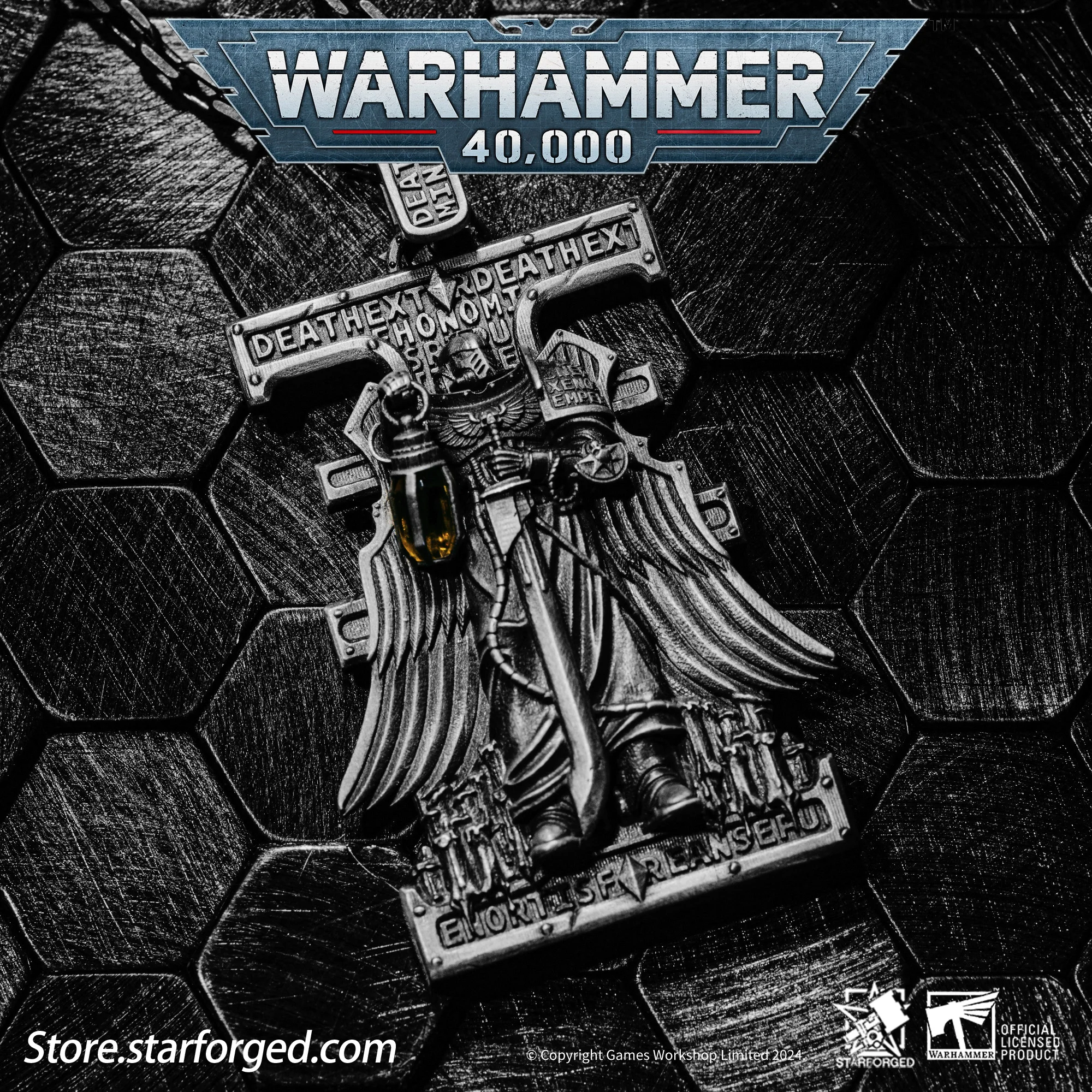 Starforged Warhammer 40K Stigmata of Shadowbreaker Collar con colgante de plata de ley para hombre Regalo de Navidad