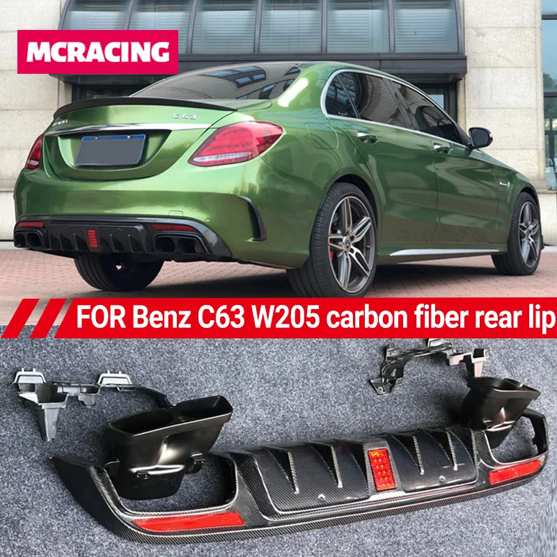 FOR W205 Mercedes-Benz new C-class carbon fiber rear lip 4 doors C200L C300L Brabus rear spoiler rear bumper rear lip