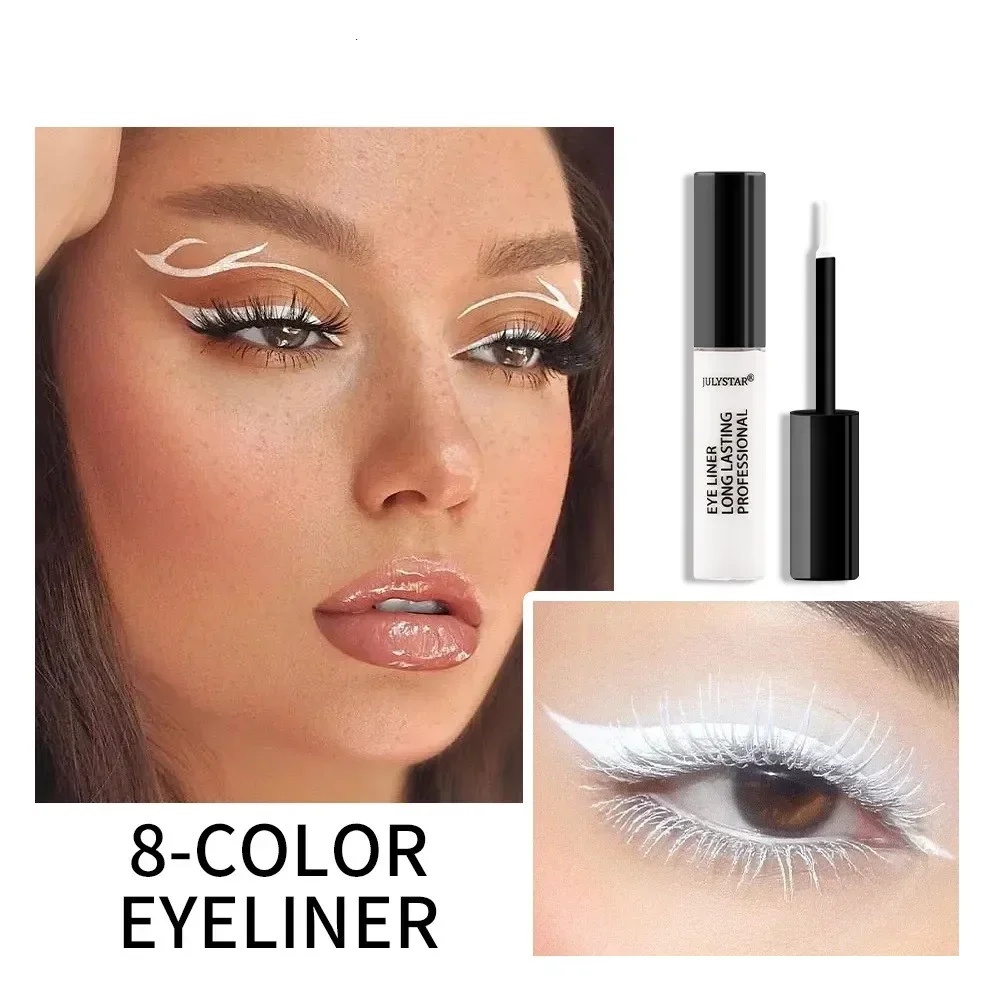 Penna Eyeliner liquido impermeabile Heallor 8 colori asciugatura rapida duraturo blu opaco bianco rosa Neon liscio Eyliner matita trucco Cosm