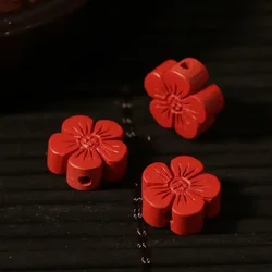 Natural cinnabar plum blossom scattered bead five petal flower