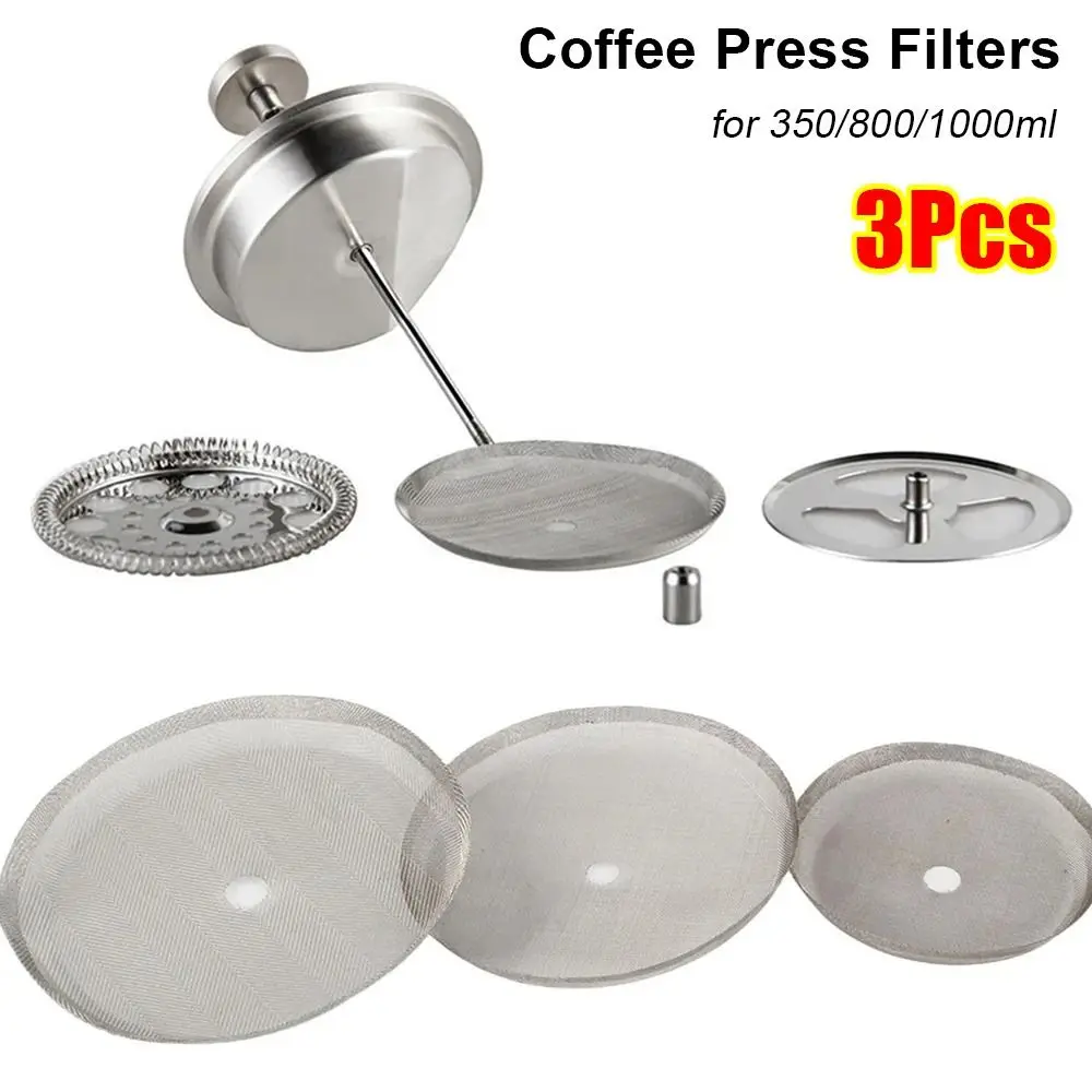 3Pcs Reusable Coffee Press Filters 350/800/1000ml French Press Filters Mesh Replacement Coffeeware Accessories