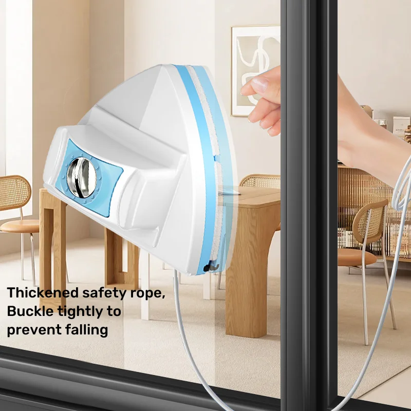 Window Cleaner Brush New Magnetic Double-Side Automatic Water Discharge Wiper Glass Window Brush Cleaning Household Tools Blue