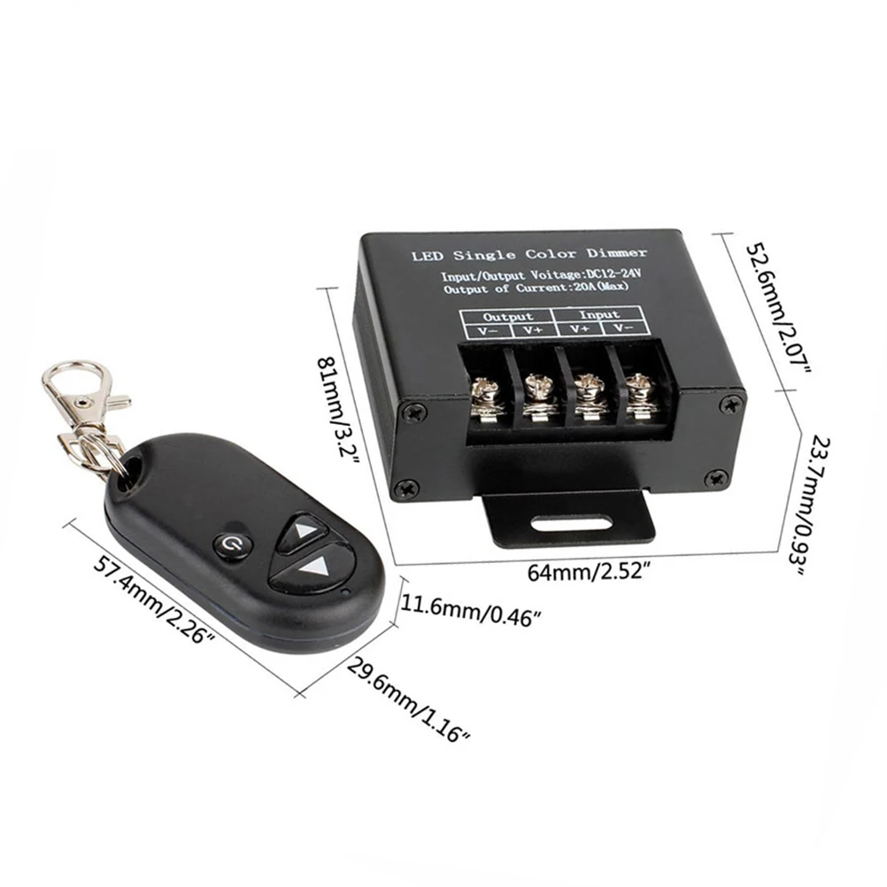 

DC 12 24V 30A LED Single Color Remote Control Strip Lights Controller PWM Digital Non Flickering Wireless Switch