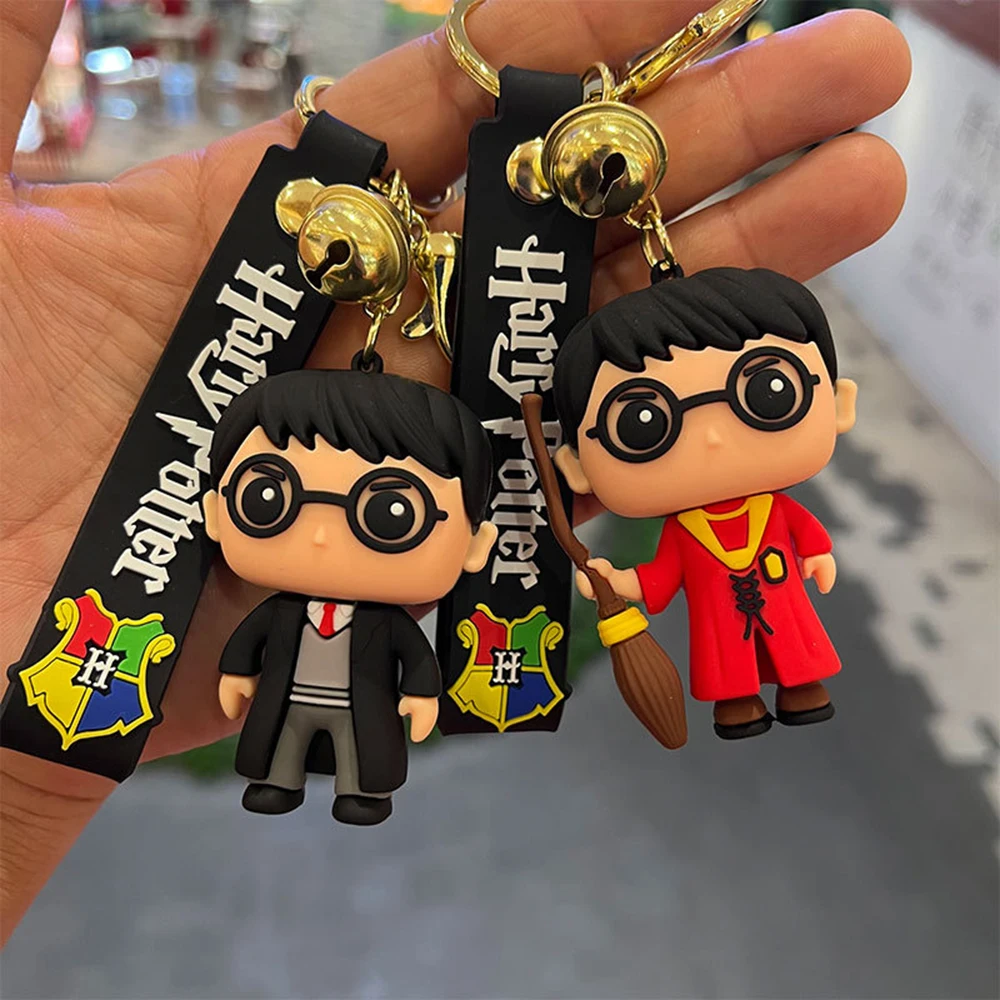 3D Harri Potter PVC Keychain Toy Dobby Hermione Weasley Snape Granger Malfoy Ron Action Figure PVC Key Ring Party Cosplay Toys