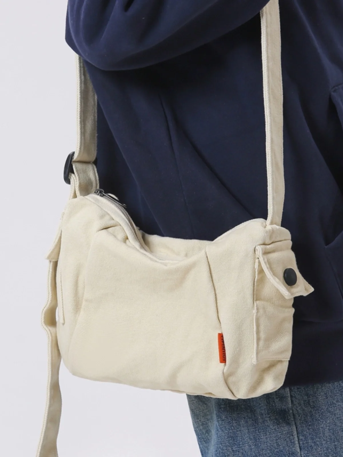 Torba płócienna na co dzień z zamkiem błyskawicznym do dojazdów do pracy i na lekcje, męska torba crossbody w stylu vintage, oddychająca dla studentów i kobiet.