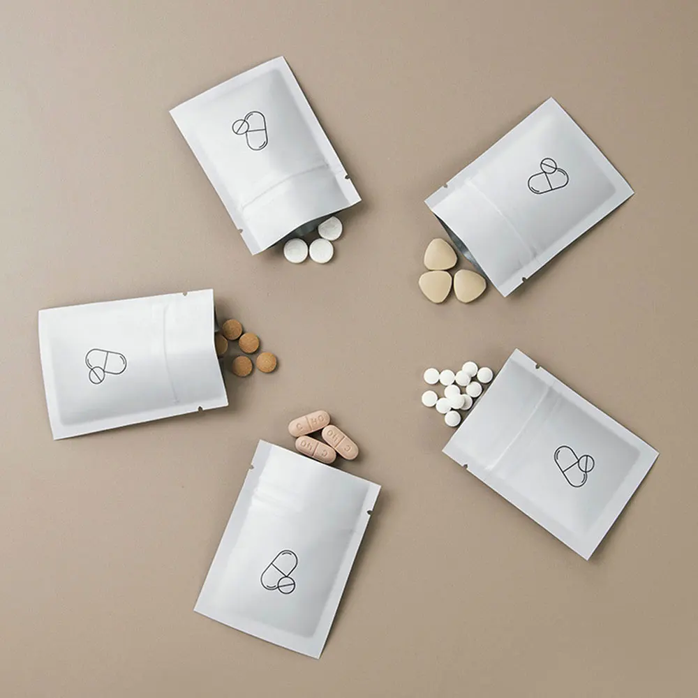 30-300Pcs Pull-out Reusable Pill Pouch Bag Travel Medicine Organizer Dustproof Zippered Pill Pouch Moisture-proof Self Sealing