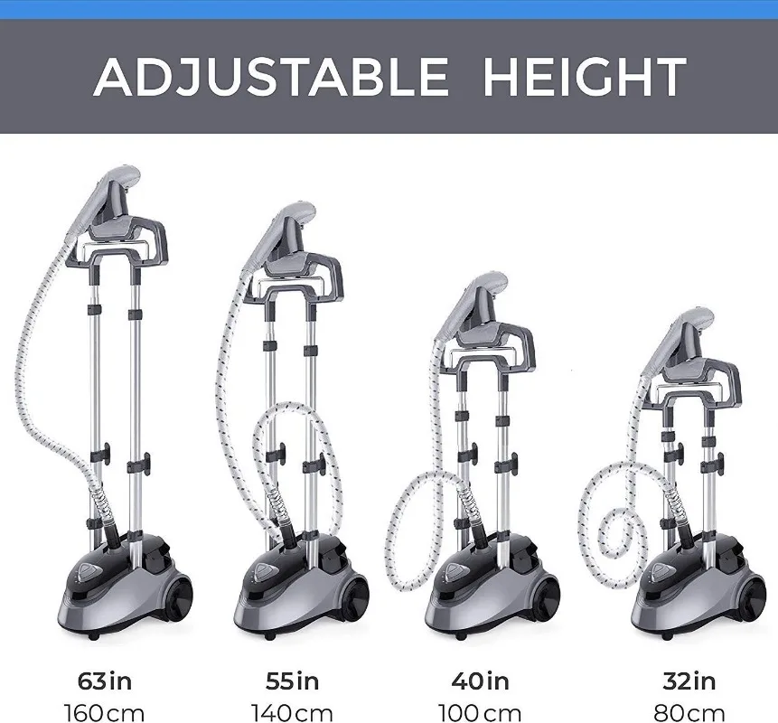 PurSteam Standing Garment Steamer with Wheels, 1h+ of Continuous Steam, Ironing Board