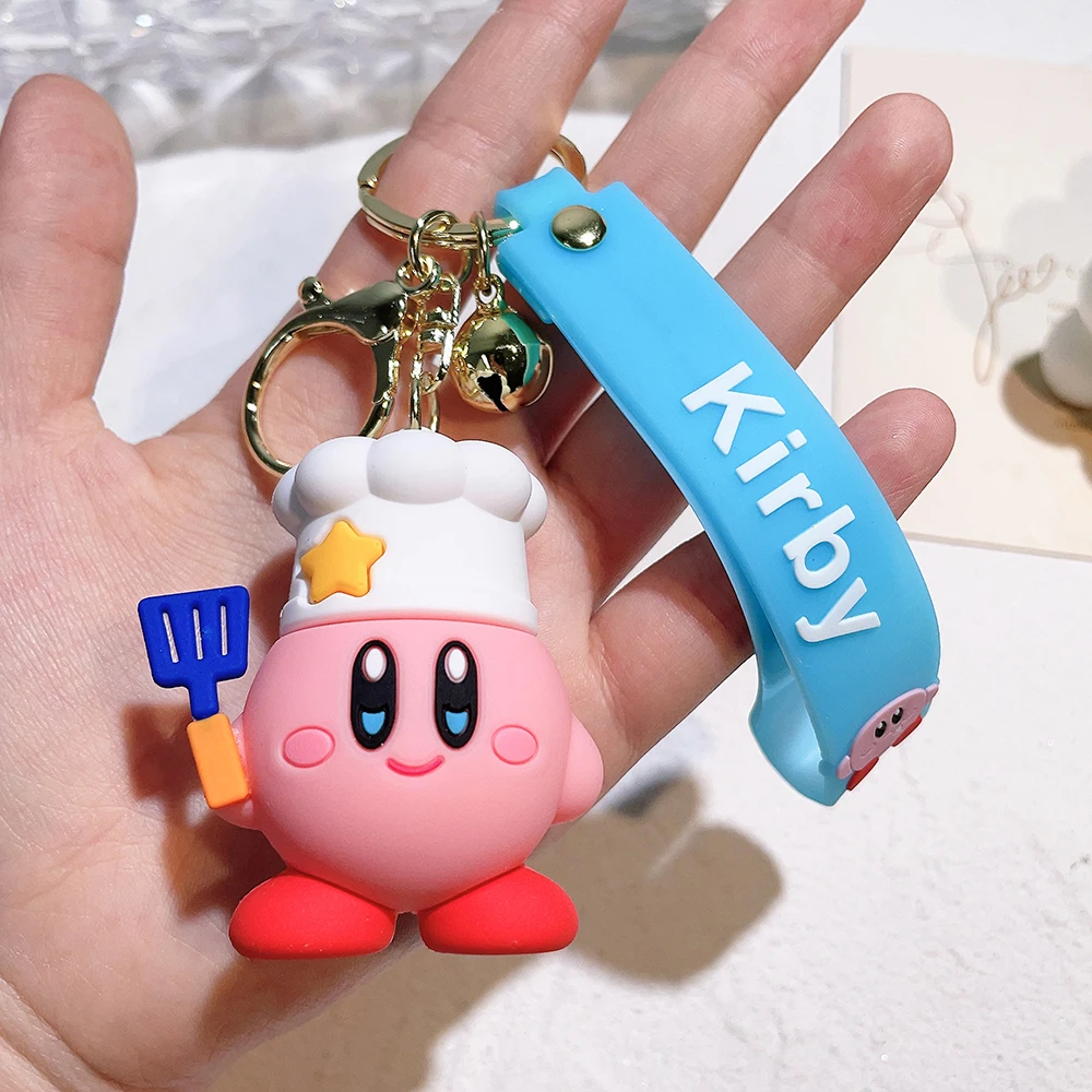 Cartoon Waddle Dee Doo Game Sweet Pink Kirby Anime Pendant Kabi Keychain Children Birthday Gifts Women Car Bag Key Chain Girls