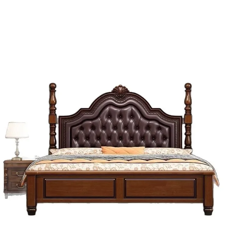 Modern Simple Solid Wood Double Bed for Bedroom Durable Build Floor Protection Stable Structure Ergonomic Design Space Saving