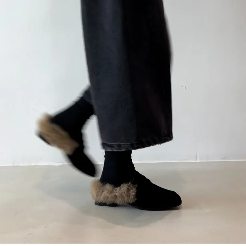 الكعب العالي الخريف الشتاء ماري جين أحذية زائد الصوف 2025 المرأة كتلة كعب رقيق حذا فردي للسيدات