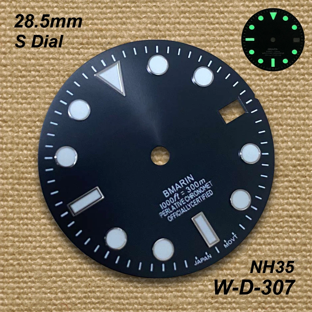 28.5mm NH35 SUB S Dial Suitable for NH35/NH36/4R/7S Automatic Movements Ding Sunburst Watch Modification Accessories