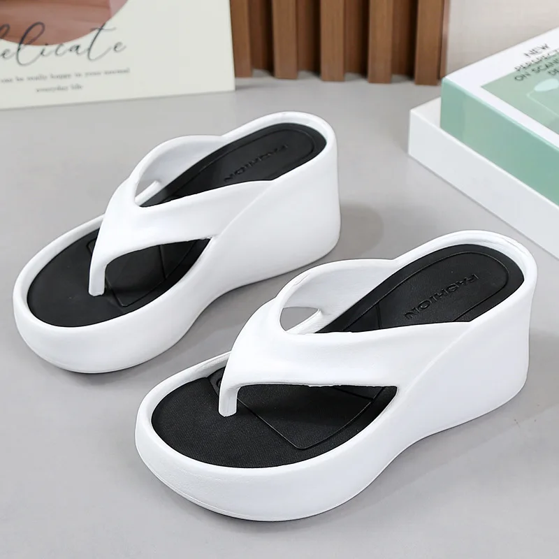 New Summer Chunky Platform Flip Flops Women Clip Toe Wedges Beach Sandals Woman Thick Sole High Heeled Eva Slippers 35-40 Slides