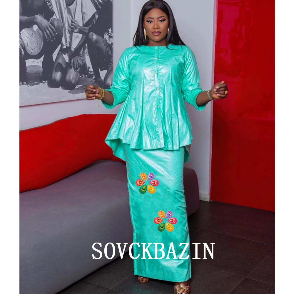 

M-5XL African Bazin Riche Long Dresses For Nigeria Original Women Party Bridesmaid Costume Basin Brode Eveing Gowns Clothing