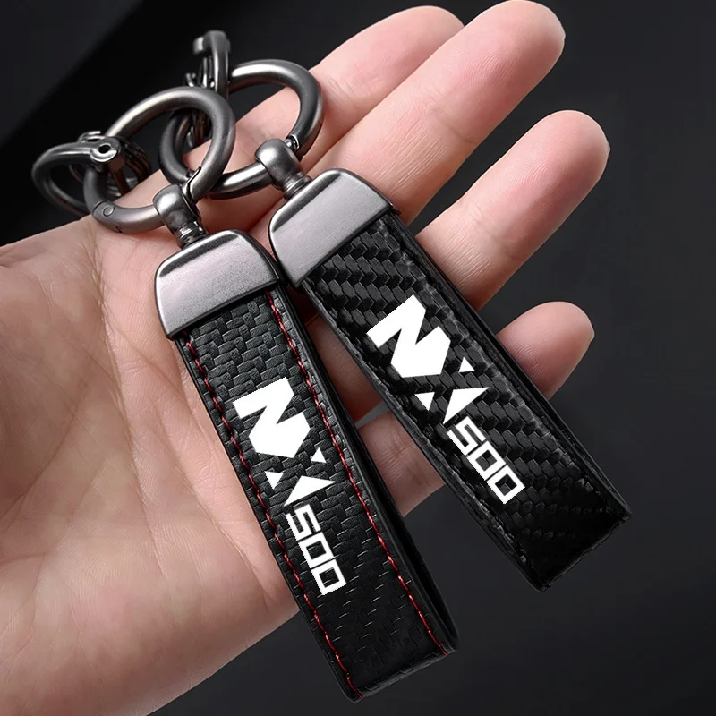 For HONDA NX500 NX 500 NX New Fashion Motocycle carbon fiber leather rope keychain Holder Keyring Logo Accessories Key chain view 5
