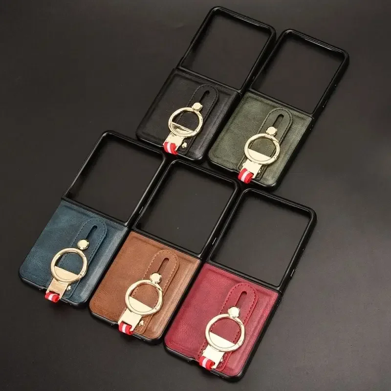 

For Samsung Galaxy Z Flip 7 FE Multi-function wrist strap Leather Back Cover For Samsung Galaxy Z Flip 7 FE Cover Funda Capa