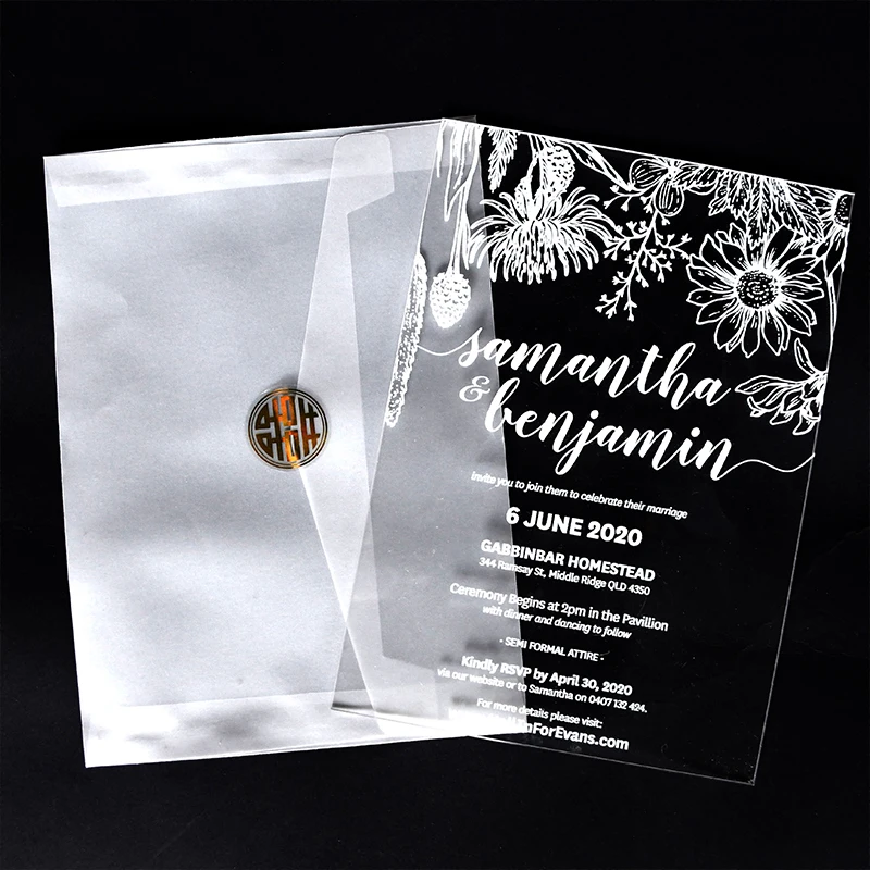 

10pcs Transparent Acrylic Card Uv Printing Custom Clear Acrylic Wedding Invitation Card Personalized Bridal Shower Invitation