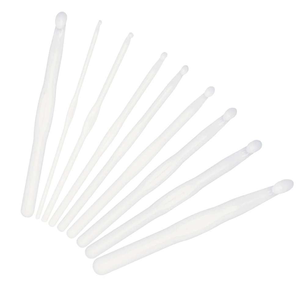 

9pcs Set Plastic Crochet White Plastic Yarn Crochet Needles Set Knitting Needles Lace DIY Tools Various Sizes