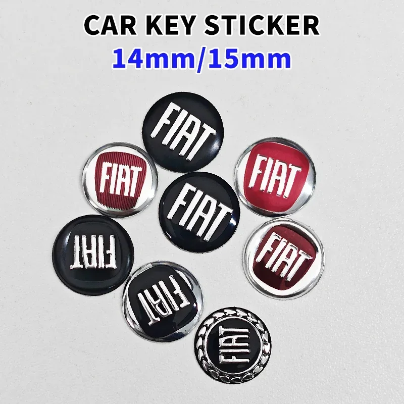 Pegatina/Emblema para Llave de Coche de 14mm/15mm para FIAT Panda Ducato Fiorino Grande Punto Abarth 500 Freemont Stilo Accesorios