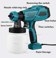 220V Electric Spray 600/800W Guns Electric Paint Sprayer Painting Compressor with 800ml Pot Nozzle for Walls Doors Windows Fence