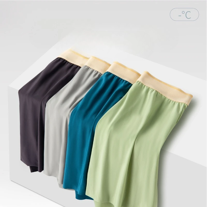 Men's Ice Silk Boxer Shorts 4-Pack Ultra Thin Breathable Loose Fit Summer Cooling Nylon Pajama Pants Modal Feel Underwear 4