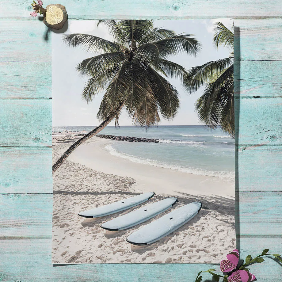 Palm Hat Surfers Beach Van Surf Big Wave Wall Art Canvas Painting Nordic Posters And Prints Wall Pictures For Living Room Decor