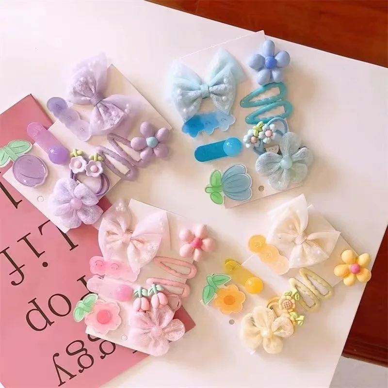 New Korean version baby hair clip cute girl hairpins flower bow hairties hairclips set cartoon children gift hair accessories