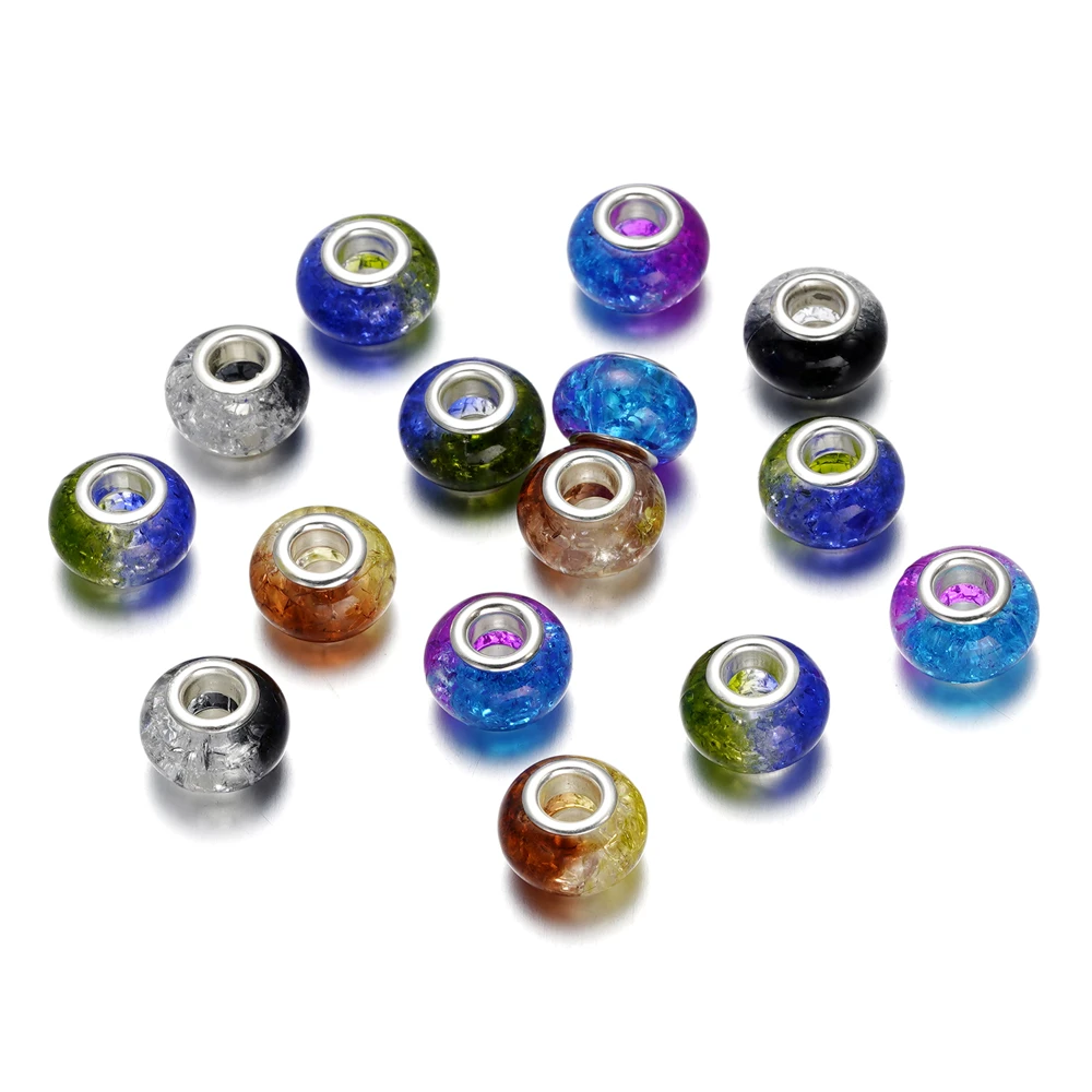 5 stücke/Los 13,5mm gemischte Farbe Acryl perlen großes Loch lose Abstand halter Perle für Schmuck machen DIY Armband Halskette Ergebnisse