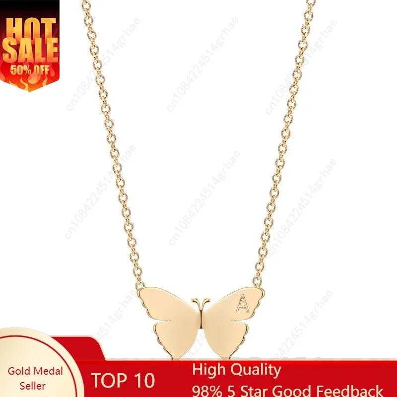

MEVECCO Gold Dainty Initial Necklace 18K Gold Plated Butterfly Pendant Name Necklaces Delicate Everyday Necklace for Women Minim