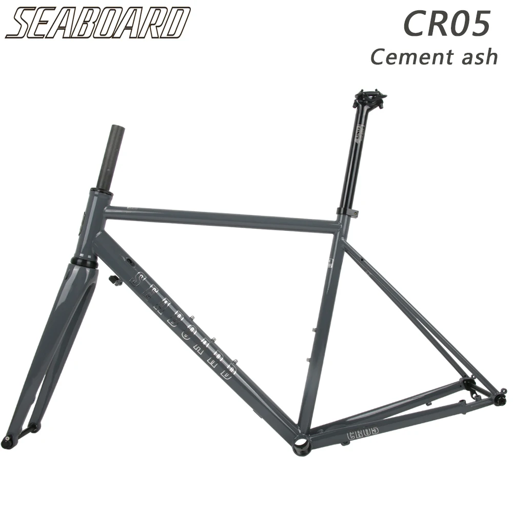 SEABOARD Road Bike Frame CR05 Heat Treatment Chrome Steel CR-MO 4130 Frameset With Carbon Fork Disc Brake Thru Axle Frames