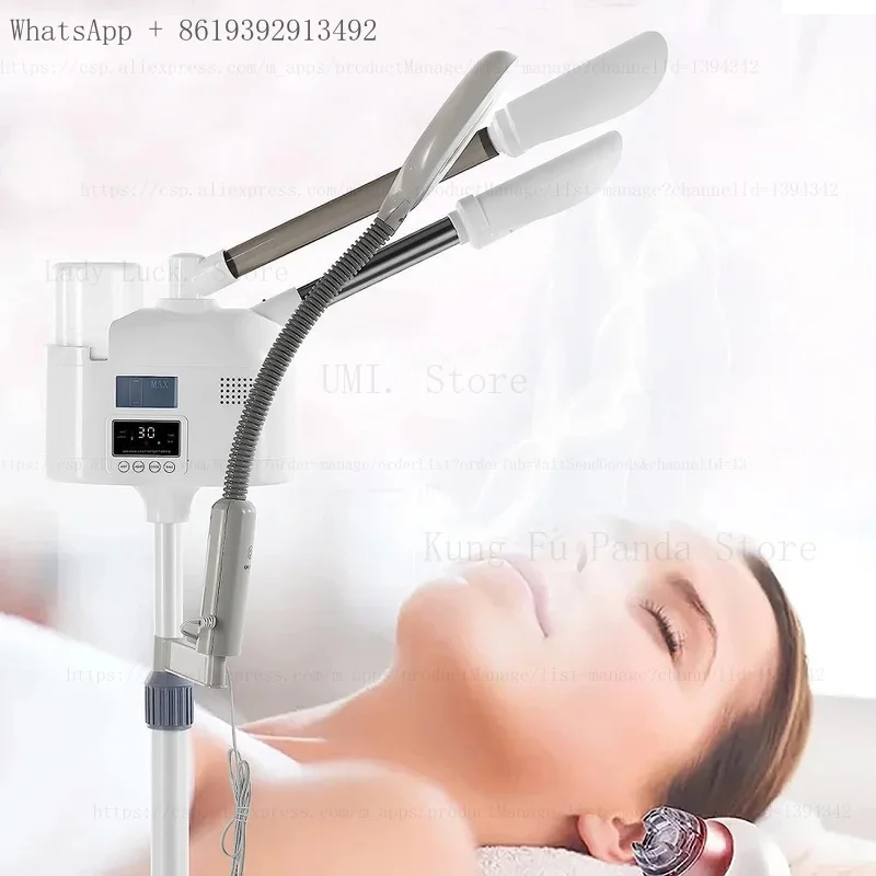 

Hot & Cold Facial Spa Face Steam Machine Beauty Salon Household Sprayer Facial Steamer Skin Cleaning Equipment with lamp light