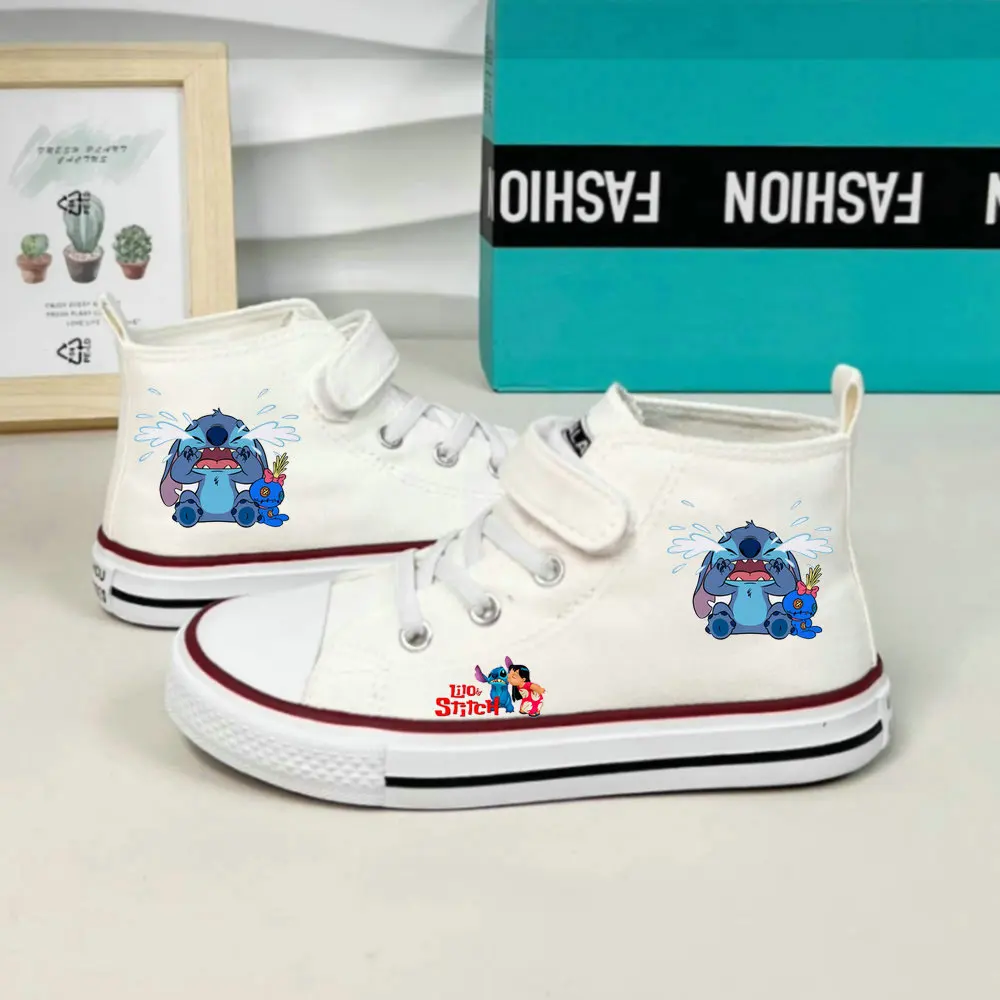 Tênis Disney-Stitch para crianças, desenho animado, anime fofo, presente casual para crianças, meninos e meninas