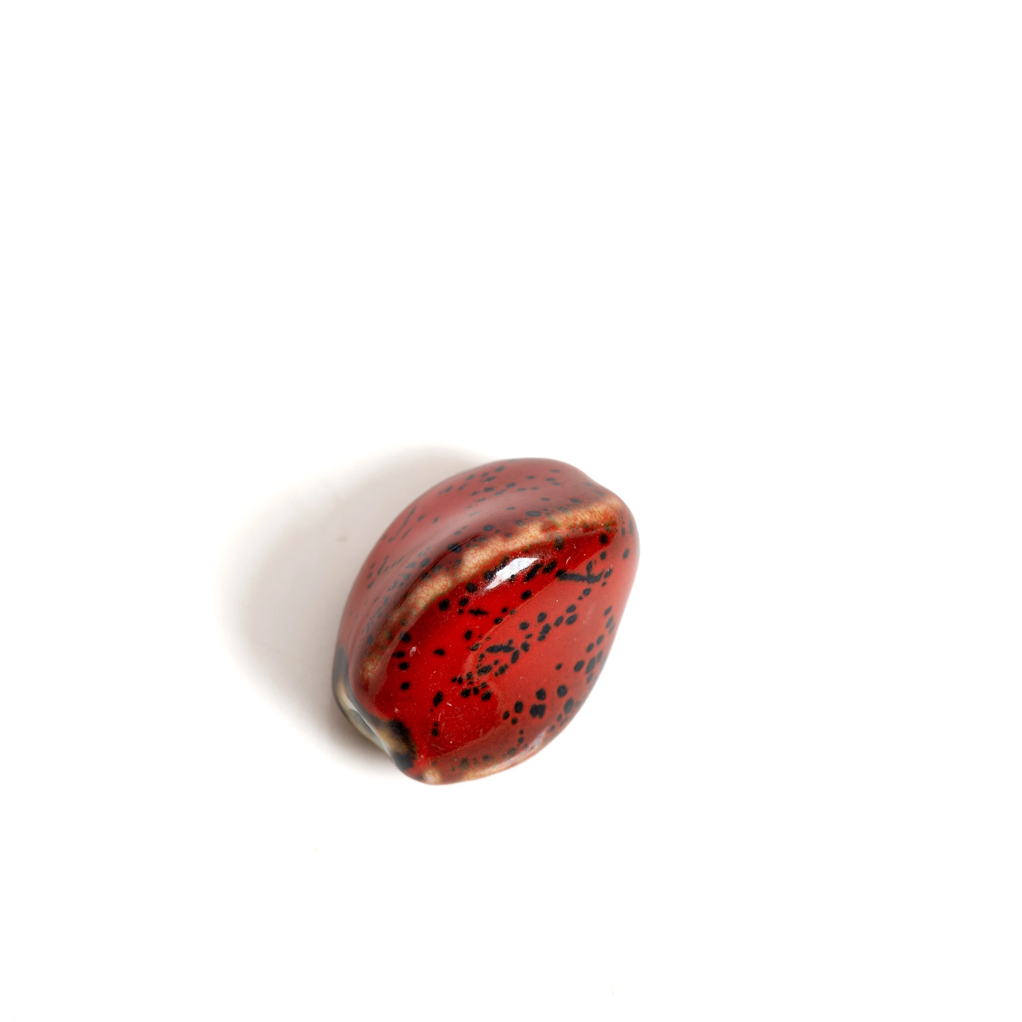 Floral Glaze Red Large Twisted Ceramic Bead, 29X23X22mm, Hole Diameter 3.5-4mm, 17g for Jewelry Making  TCZ661