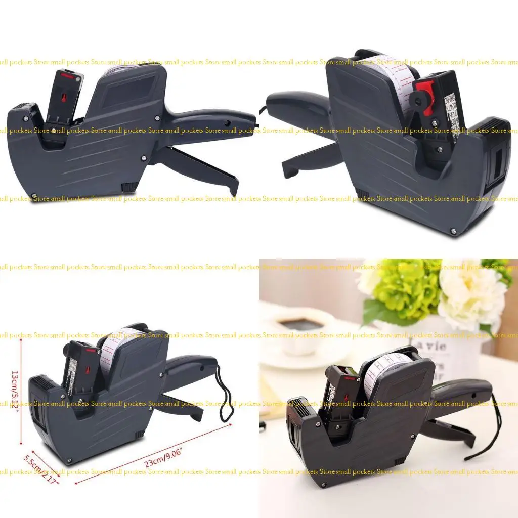 

R1WD 8 Digits Price Tag Labeler Labeller with Red Lines Label Paper for Retail Store Pricing Display Tool + Roller