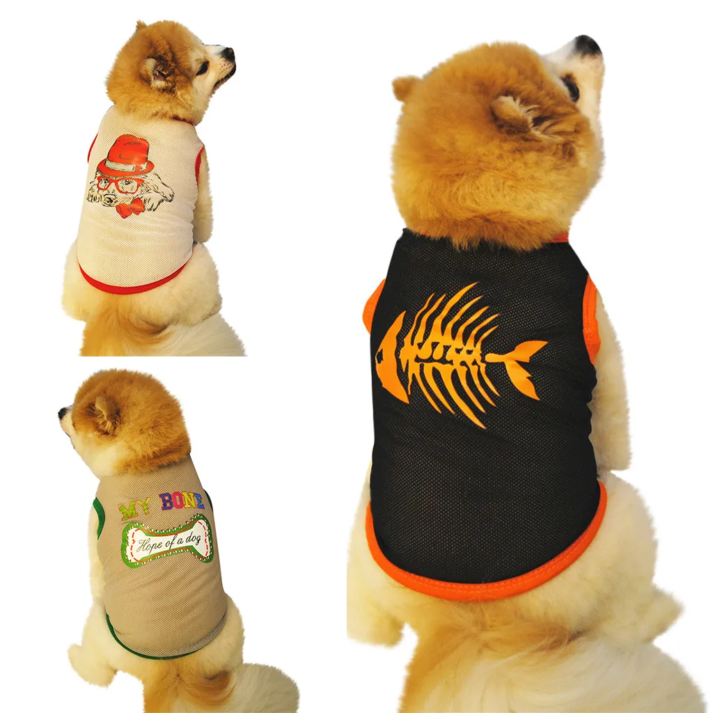 Camiseta con estampado de malla fino para perro, chaleco transpirable de encaje para gato