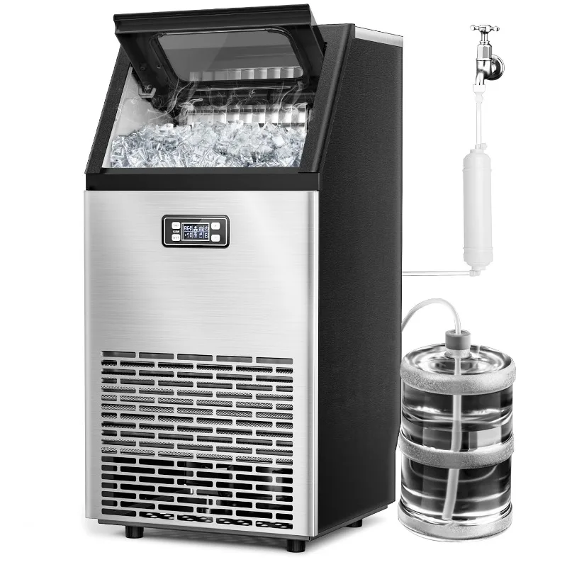 V2.0 Commercial Ice Machine,100 Lbs /24H,Self Cleaning Ice Maker,Under Counter Ice Machines 24 Hour Timer,Ice Thickness Control